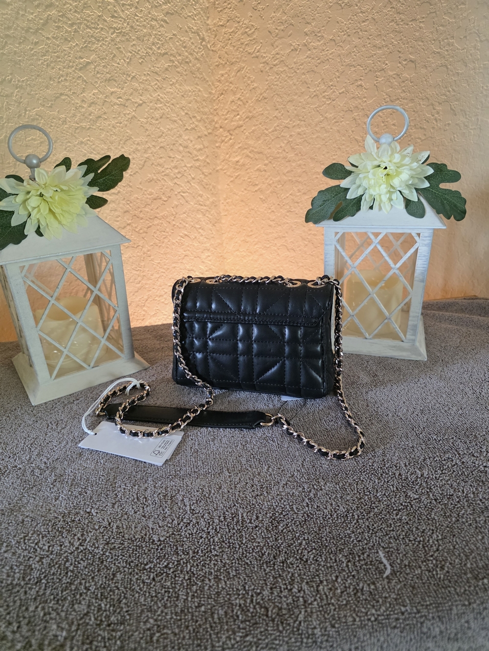 GUESS Black Quilted Chain-Accent Crossbody Bag - Picture 3 of 7